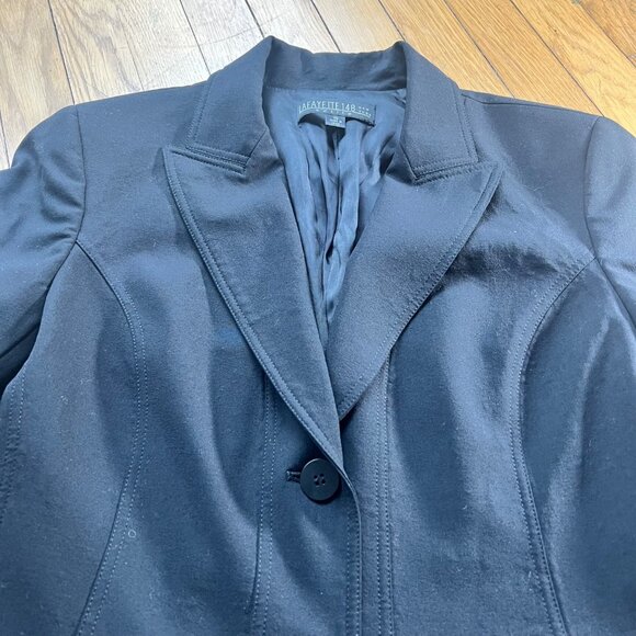 Lafayette 148 New York Size 10 Petite Black Wool Peak Lapel Fitted Blazer Jacket - Picture 16 of 16